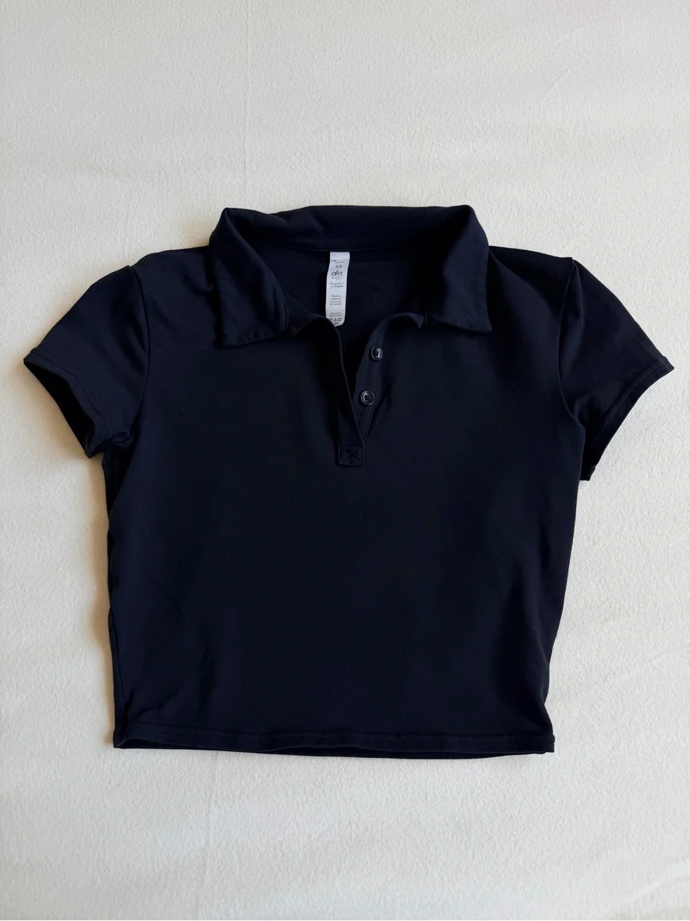 Alo Yoga Black Cropped Polo